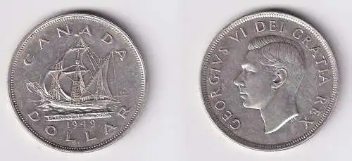 1 Dollar Silber Münze Kanada Canada Schiff 1949 ss/vz (166049)
