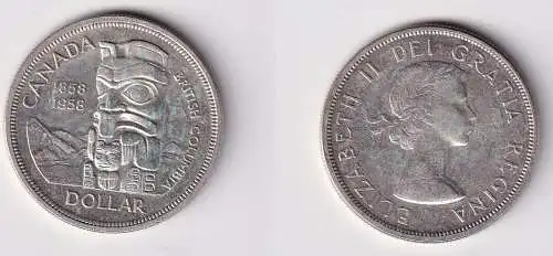 1 Dollar Silbermünze Kanada British Columbia Marterpfahl Georg VI. 1958 (166132)