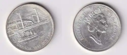 1 Dollar Silber Kanada 175 Jahre Dampfschiffahrt auf dem Ontariosee 1991(166287)