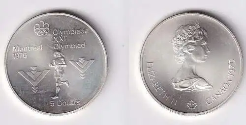 5 Dollar Silber Münze Canada Kanada Olympiade Montreal Läufer 1975 (166339)