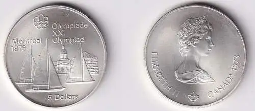 5 Dollar Silber Münze Canada Kanada Olympiade Montreal Segeln 1973 (166208)