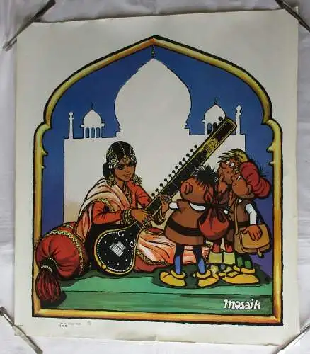 DDR Poster Mosaik Abrafaxe In Indien 53 x 47 cm (106366)