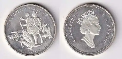 1 Dollar Silber Münze Canada Kanada Expedition Henry Kelsey 1990 (166159)