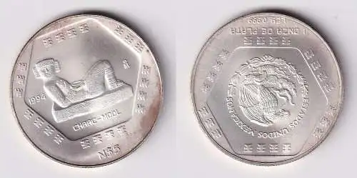 Mexiko 5 Nuevo Pesos 1994 Mo Chaac-Mool - 1 Onza de Plata Ley 0.999(166023)
