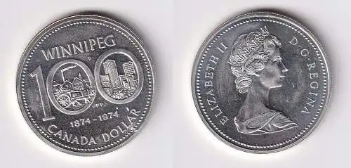 1 Dollar Silber Münze Kanada 100 Jahre Winnepeg 1974 (166158)