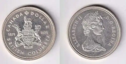 1 Dollar Silber Münze Kanada Wappen British Columbia 1971 (166004)