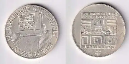 100 Schilling Silber Münze Österreich 1976 Winter Olympiade Innsbruck (159518)