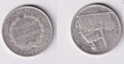 1 Piaster Silber Münze französisch Indo-China 1906 A ss+ (166476)