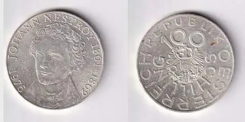 100 Schilling Silber Münze Österreich 1976 Johann Nestroy 1801-1862 (158655)