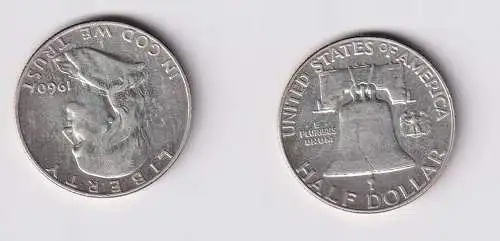 1/2 Dollar Silber Münze USA Benjamin Franklin 1960 (149665)