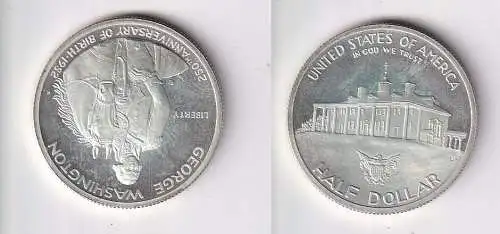 1/2 Dollar Silber Münze USA 250. Geburtstag George Washington 1982 PP (142619)
