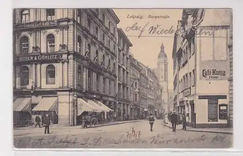 31832 Feldpost Ak Leipzig Burgstraße mit Geschäften 1915