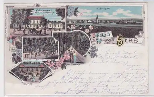 908444 Ak Lithographie Gruß aus Syke Hotel zum Schützenhause usw. 1898