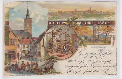 904962 Ak Lithographie Gruß aus Krefeld im Jahre 1850