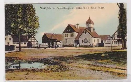 907291 Ak Marktplatz im Ansiedlungsdorf Golenhofen Kreis Posen um 1910