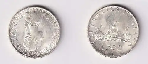 500 Lire Silber Münze Italien 1966 Kolumbus Flotte (146876)