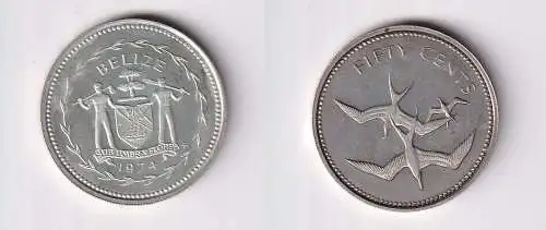 50 Cents Silber Münze Belize Frigatebird 1974 PP (145254)