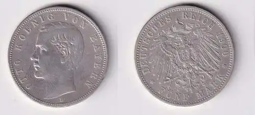 5 Mark Silbermünze Bayern König Otto 1900 Jäger 46 ss (140654)