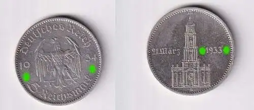 5 Mark Silber Münze 3. Reich Garnisonkirche mit Datum 1934 A Jäger 356 (143358)