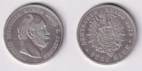 5 Mark Silbermünze Preussen Wilhelm I 1876 C Jäger 97 f.ss (147263)