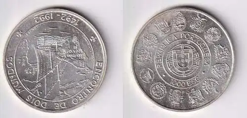 1000 Escudos Silber Münze Portugal 1992 Encontro dedois Mundos/141464