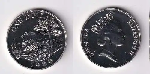 1 Dollar Silber Münze Bermuda 1988 Eisenbahn Stgl. (159239)