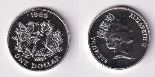 1 Dollar Silber Münze Bermuda 1989 Schmetterlinge Stgl. (159492)