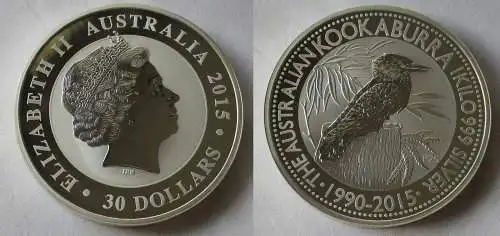 1 Kilo 999 Silber Kookaburra Münze 2015 Elisabeth II Australia 30 Dollar(101905)