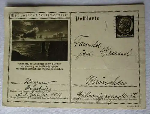 83815 Bildpostkarte P 236 Helgoland, die Felseninsel in der Nordsee 1937