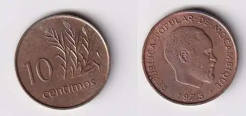 10 Centimos Kupfer Münze Mosambik Moçambique 1975 (154662)