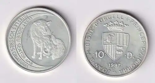 10 Diners Silber Münze Andorra Olympiade 1997 Fuchs Gefährdete Tierwelt (158613)