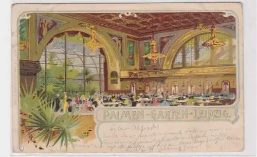 907961 Lithographie Ak Palmen-Garten Leipzig 1900