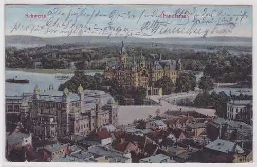 11314 Ak Schwerin Totalansicht mit Schloß 1912