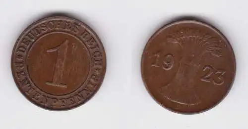 1 Rentenpfennig Kupfer Münze Deutsches Reich 1923 J Jäger 306 ss+ (154964)