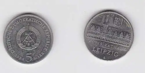 DDR Gedenk Münze 5 Mark Leipzig altes Rathaus 1984 (133448)