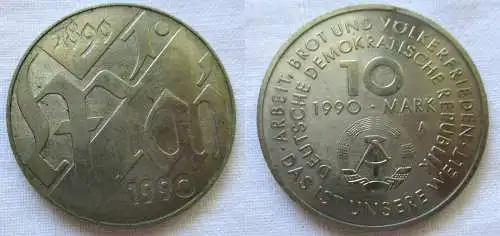 DDR Gedenk Münze 10 Mark 100.Jahre 1.Mai Feiertag 1990 (119115)