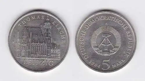 DDR Gedenk Münze 5 Mark Leipzig Thomaskirche 1984 (121845)