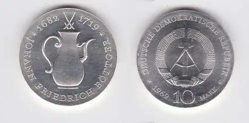 DDR Gedenk Silber Münze 10 Mark Johann Friedrich Böttger 1969 Stgl. (129341)