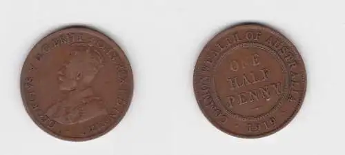 1/2 Penny Bronze Münze Australien Georg V. 1919 (110710)