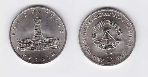 DDR Gedenk Münze 5 Mark Berlin Rotes Rathaus 1987 (119501)