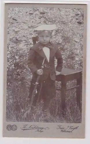 70967 Original Kabinett Foto Greiz Kind mit Karabiner um 1915