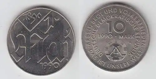 DDR Gedenk Münze 10 Mark 100.Jahre 1.Mai Feiertag 1890-1990 (117544)