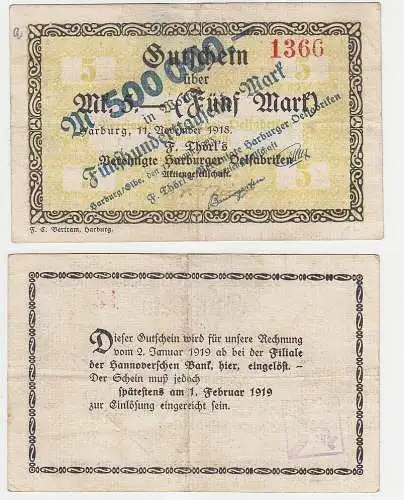 500.000 Mark Banknote Hamburg / Harburg Vereinigte Harburger Ölfabriken (115899)