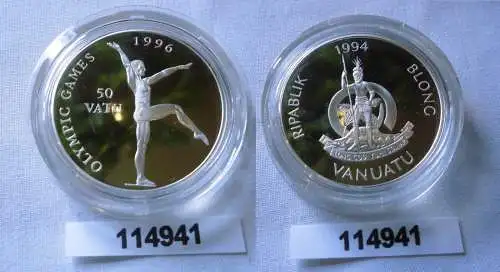 50 Vatu Silber Münze Vanuatu Olympiade 1996 Atlanta Turnerin 1994 (114941)
