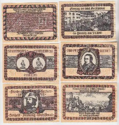 6 Banknoten Notgeld Stadt Lörrach 1922 (111997)