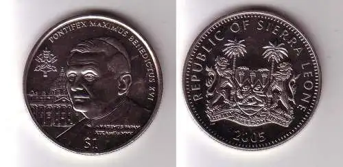 1 Dollar Nickel Münze Sierra Leone Pabst Benedikt 2005 (116197)