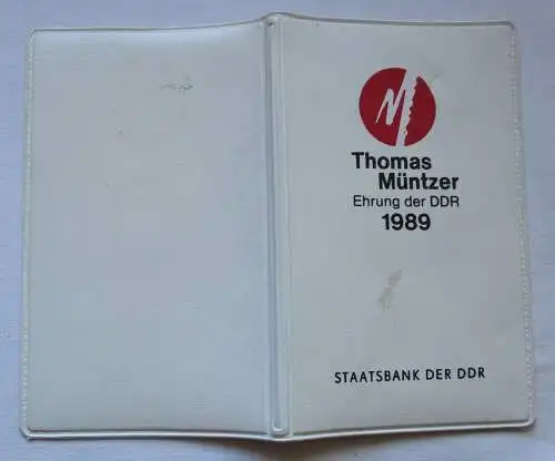 DDR Münzmappe Thomas Müntzer Ehrung der DDR 1989 2x 5 Mark + Medaille (129236)