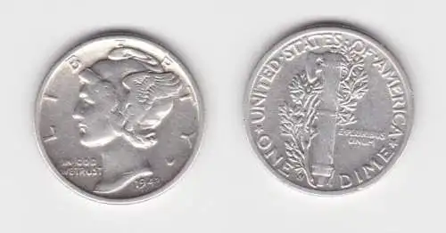 1 Dime Silber Münze USA 1943 Liberty (141476)