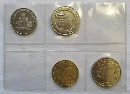 4 Medaillen Belgien Finnland usw. 2002-2003 in Stempelglanz (132240)
