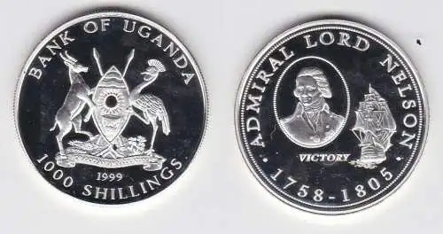 1000 Shillings Silber Münze Uganda 1999 Admiral Lord Nelson (141362)